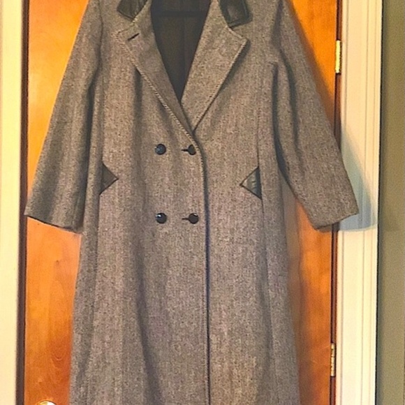Vintage coat black and white tweed Sz Small Medium 80’s 90’s double-breasted 4 6 - Picture 3 of 13